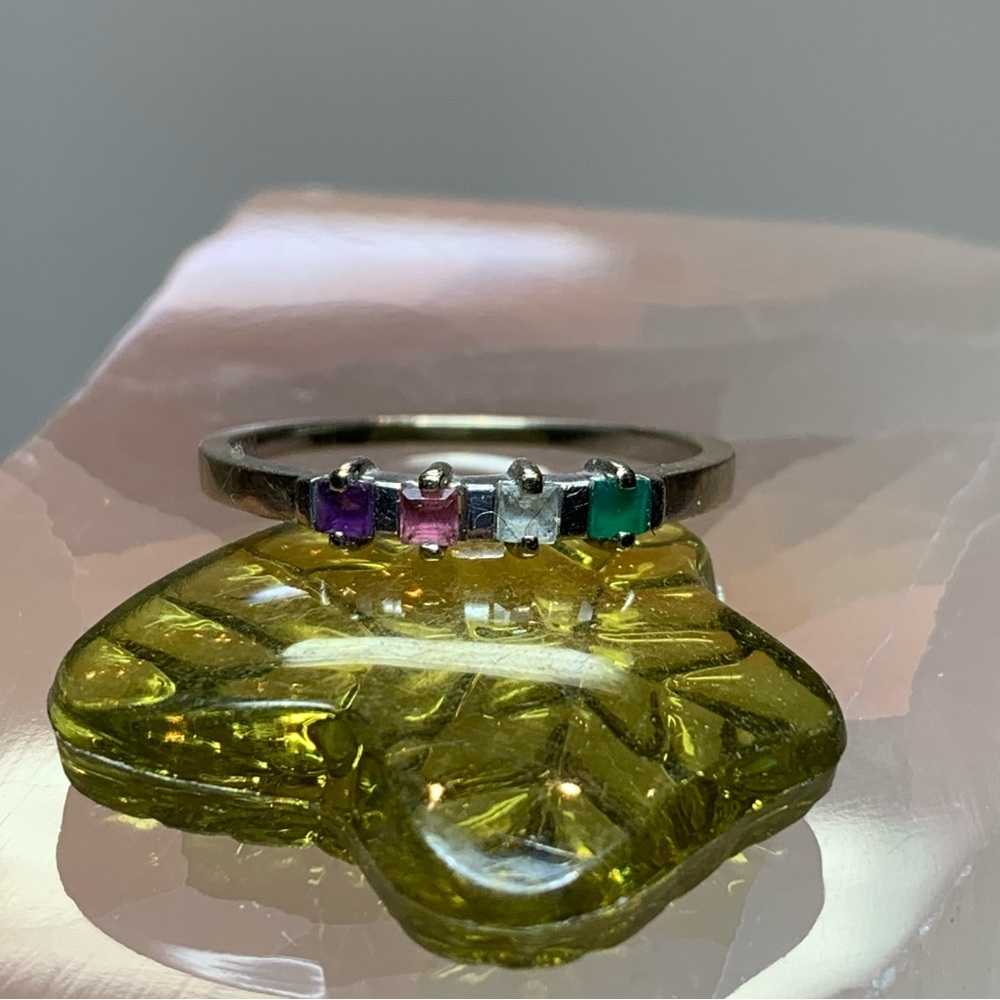 14K AAJ Multi-Gem Stone Ring Size 7.5 - 7.75